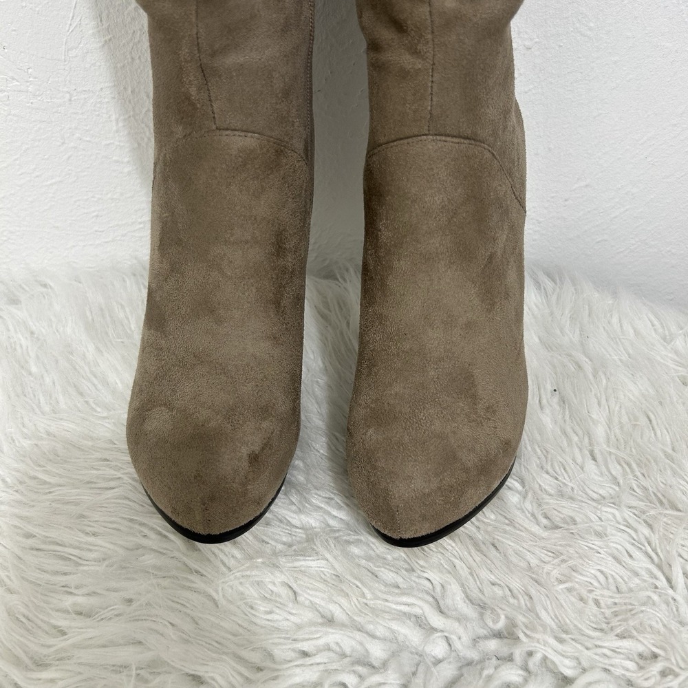 Luichiny Taupe Imi Suede Boots Over The Knee Stiletto Thigh High Rise Size 5.5M - Picture 7 of 11